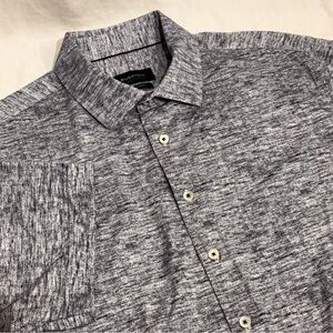 Bugatchi OoohCotton Tech 8 Way Stretch Shirt XL Gray Button Up Short Sleeve